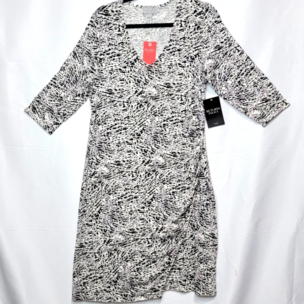 NWT! PURE Collection V-Neck Jersey Wrap Leopard Print Dress. US Size 14-16. #270